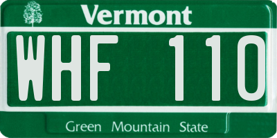 VT license plate WHF110