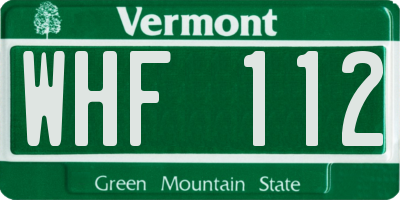 VT license plate WHF112