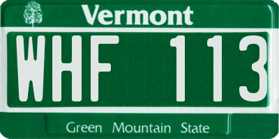 VT license plate WHF113