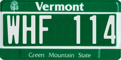 VT license plate WHF114