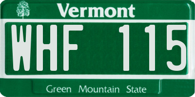VT license plate WHF115