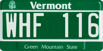 VT license plate WHF116