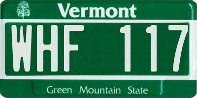 VT license plate WHF117