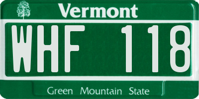 VT license plate WHF118