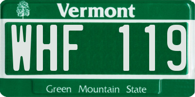 VT license plate WHF119