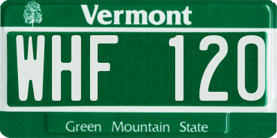 VT license plate WHF120