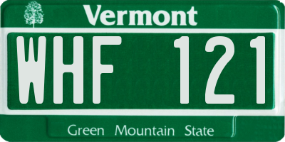 VT license plate WHF121