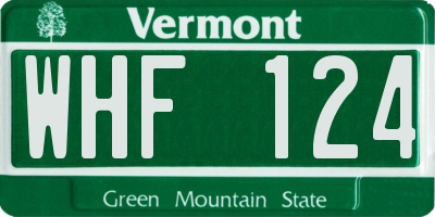 VT license plate WHF124