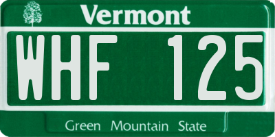 VT license plate WHF125