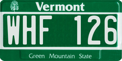 VT license plate WHF126