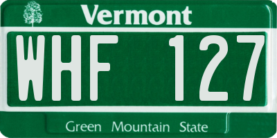 VT license plate WHF127