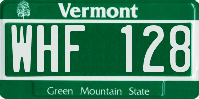 VT license plate WHF128