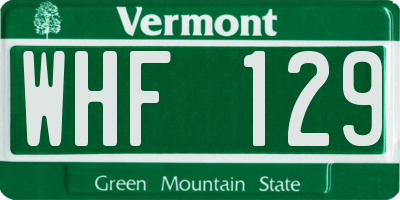 VT license plate WHF129