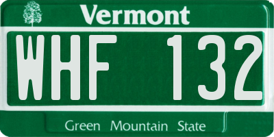 VT license plate WHF132