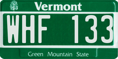 VT license plate WHF133