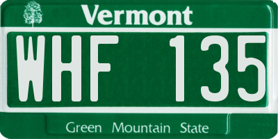 VT license plate WHF135