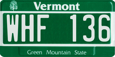VT license plate WHF136