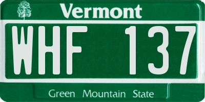 VT license plate WHF137