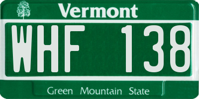 VT license plate WHF138