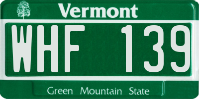 VT license plate WHF139