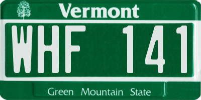 VT license plate WHF141
