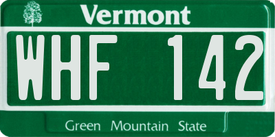 VT license plate WHF142