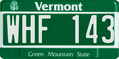 VT license plate WHF143