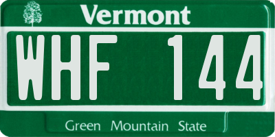 VT license plate WHF144