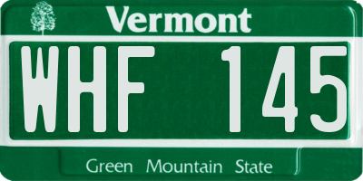 VT license plate WHF145