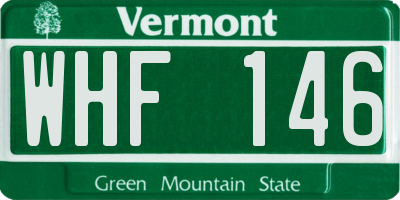 VT license plate WHF146