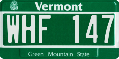 VT license plate WHF147
