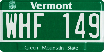 VT license plate WHF149