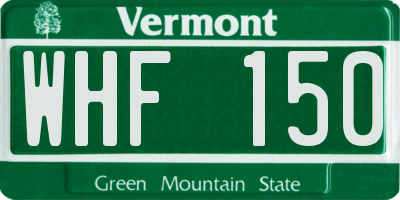 VT license plate WHF150