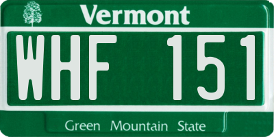 VT license plate WHF151