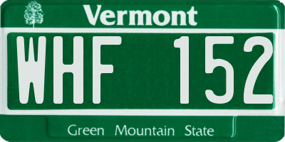 VT license plate WHF152