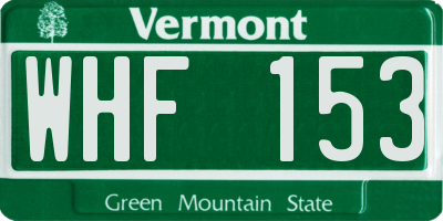 VT license plate WHF153