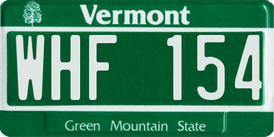 VT license plate WHF154