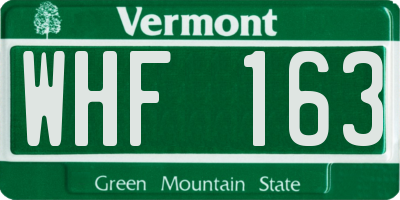 VT license plate WHF163