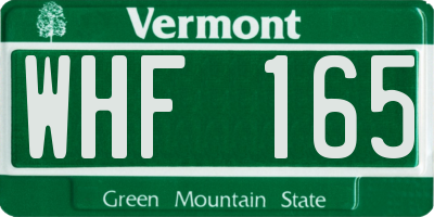 VT license plate WHF165