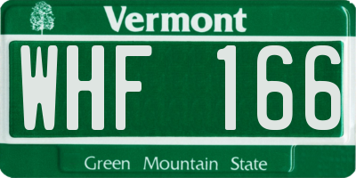 VT license plate WHF166