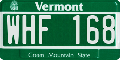 VT license plate WHF168