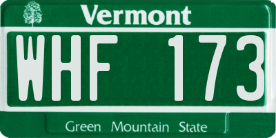 VT license plate WHF173