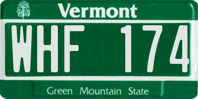 VT license plate WHF174
