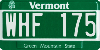 VT license plate WHF175