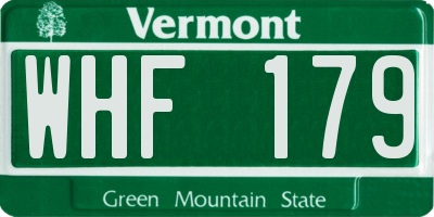 VT license plate WHF179