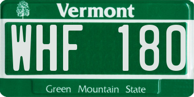 VT license plate WHF180