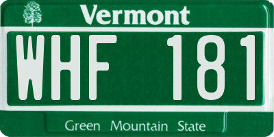 VT license plate WHF181