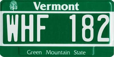 VT license plate WHF182
