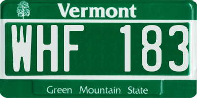 VT license plate WHF183