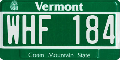 VT license plate WHF184